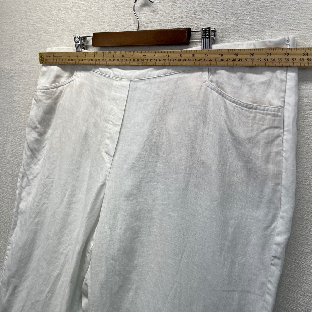 J. Jill Love Linen Cropped Pants Womens 3X White Wide Leg Side Zip Elastic Back - Picture 4 of 8